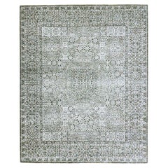 8
2 "x10
2" Grauer handgeknüpfter Teppich aus reiner Wolle mit Mamluken-Einfluss aus dem 14.