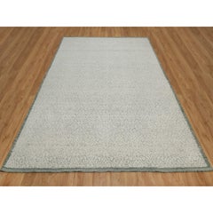 8'2"x10'2" Ivory Hand Woven Flat Weave Undyed Natural Wool Textured Pile Rug