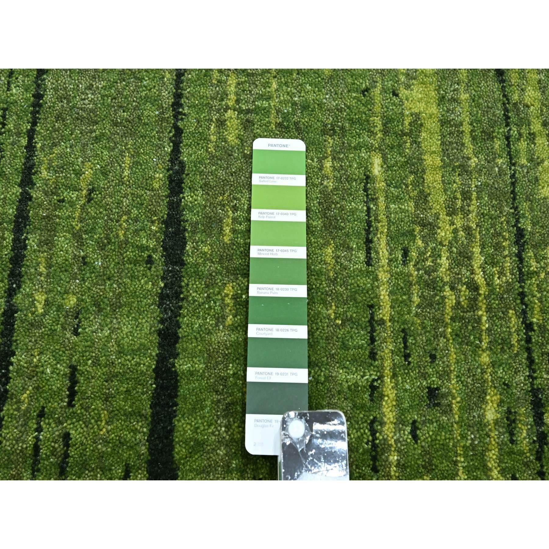 Lana Tappeto orientale in lana annodato a mano con design verticale Ombre verde sottaceto 8'2 