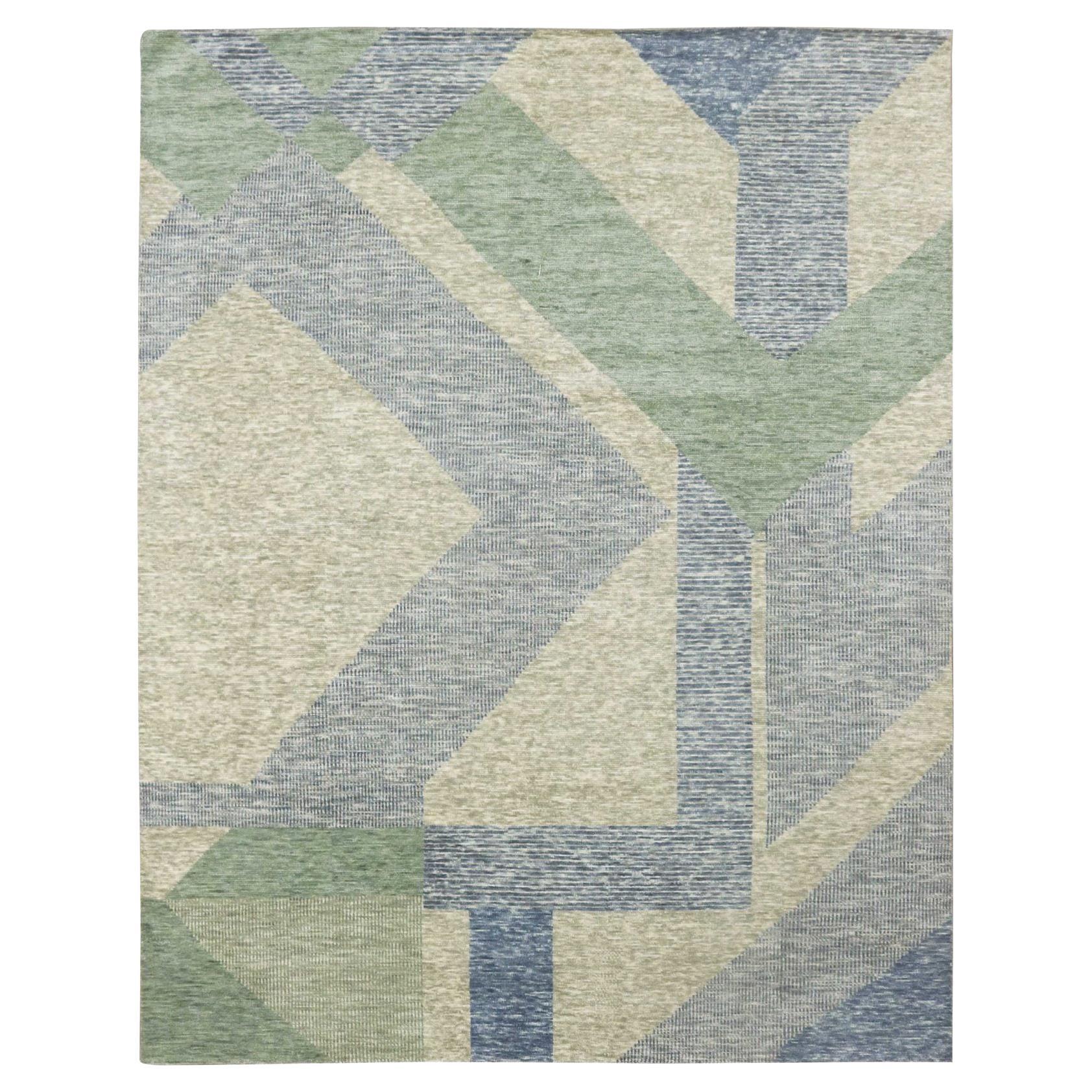 8'2 "x10'4" Camouflage Green, Collezione Art Deco, Tappeto in morbida lana annodata a mano