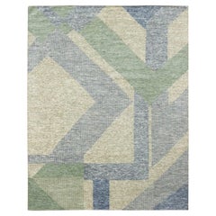 8'2"x10'4" Camouflage Green, Art Deco Collection, Soft Wool Hand Knotted Rug