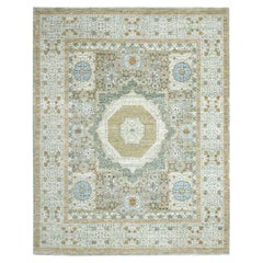 8'2"x10'4" Pistachio Green Mamluk Design Hand Knotted Pure Wool Oriental Rug