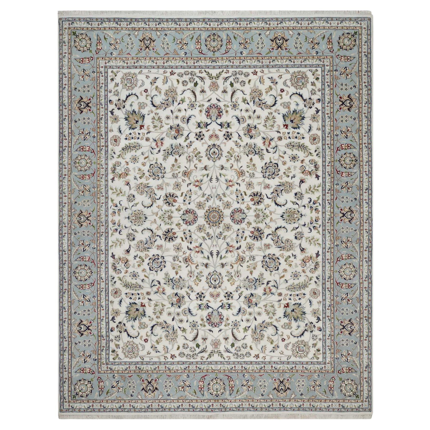 8
2"x10
4" Vista White Nain with All Over Design Hand Knotted Wool 
Silk Rug