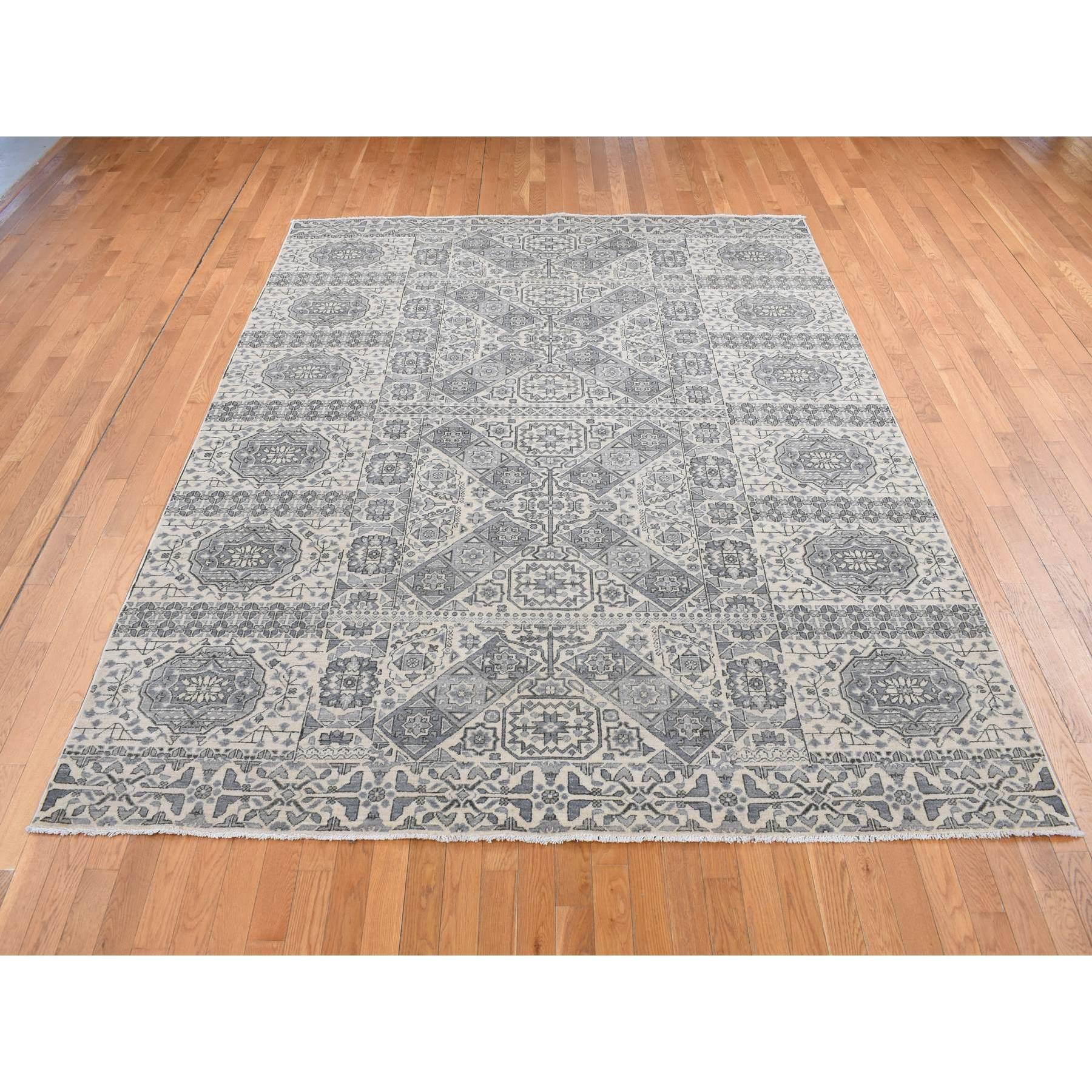 Nature, Ottoman Mamluke Crisscross Design, noué à la main, laine naturelle non teintée, tapis d'Orient
Matières premières : Laine
Latex : Pas de poils 
hauteur : 0,25 pouces
Style : Transitionnel
Couleur primaire : Gris
Couleurs secondaires :
