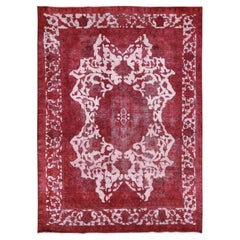 8'2 "x11'1" Tappeto persiano Tabriz Vintage sovratinto con disegno in pura lana annodato a mano