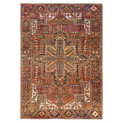 8'2 "x11'2" Orange Semi-Antik Persisch Heriz Handgeknüpft Wolle Orientteppich