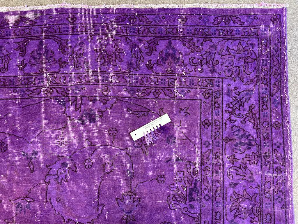 8.2x11.5 Ft Purple Large Area Rug, Handmade in Turkiye, Modern Floral Carpet For Sale 4