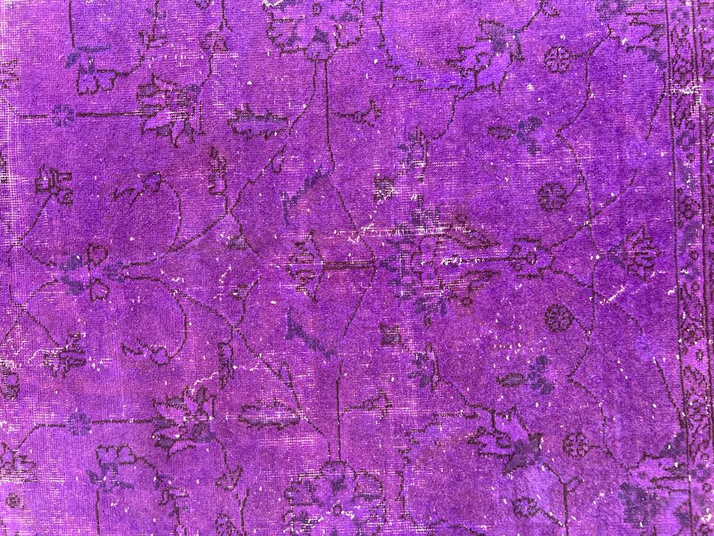 Turkish 8.2x11.5 Ft Purple Large Area Rug, Handmade in Turkiye, Modern Floral Carpet For Sale