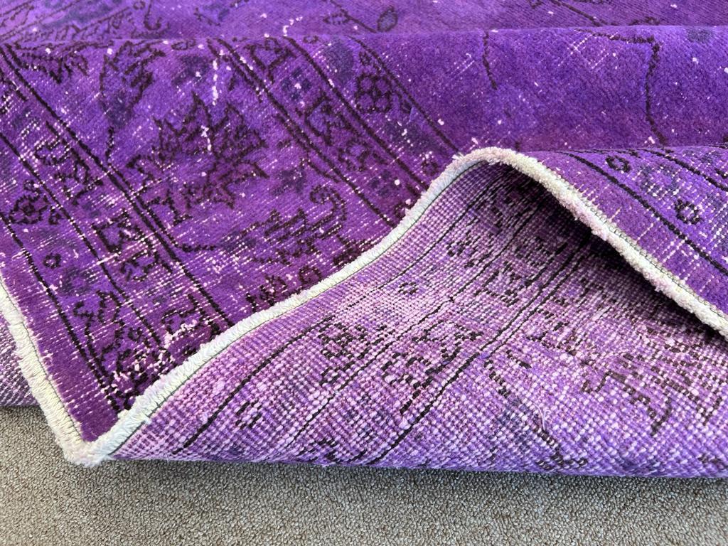 8.2x11.5 Ft Purple Large Area Rug, Handmade in Turkiye, Modern Floral Carpet For Sale 2