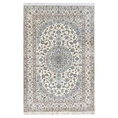 Tappeto Persiano Nain 400 KPSI in Lana e Seta Annodato a Mano 8
2 "x11
8" Bianco Crema