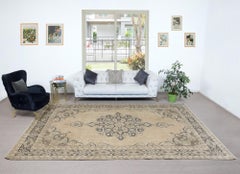 8.2x12 Ft Vintage Handmade Turkish Oushak Rug, Rustic Country House Style