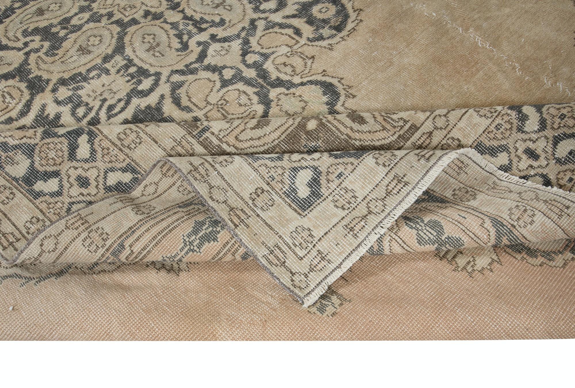 Hand-Knotted 8.2x12 Ft Vintage Handmade Turkish Oushak Rug, Rustic Country House Style For Sale
