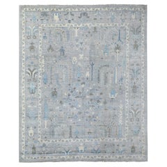 Tappeto Angora Grigio Oushak Salice e Cipresso Design/One Annodato a Mano 8'2 "x9'10"