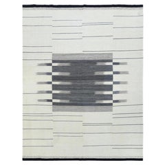 8'2"x9'10" Hand Woven Avant-Garde Stripe Design Flat Weave Kilim Pure Wool Rug