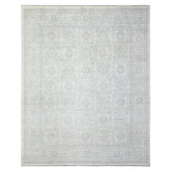 8'2"x9'10" Elfenbein Weiß Wash Peshawar Khotan Design Handgeknüpfter Teppich aus weicher Wolle