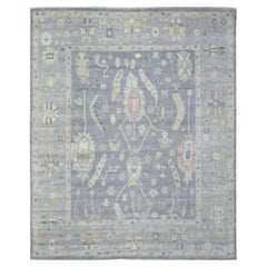 8'2"x9'10" gris pierre, angora afghan Oushak en laine douce nouée à la main