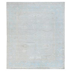 8
2 "x9
6" Himmelsgrau Reine Wolle Handgeknüpft White Wash Peshawar Chobi Orientteppich
