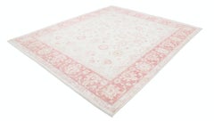 8.2x9.7 ft Hand Knotted Rug in Pink and Beige. Traditional Floral Carpet