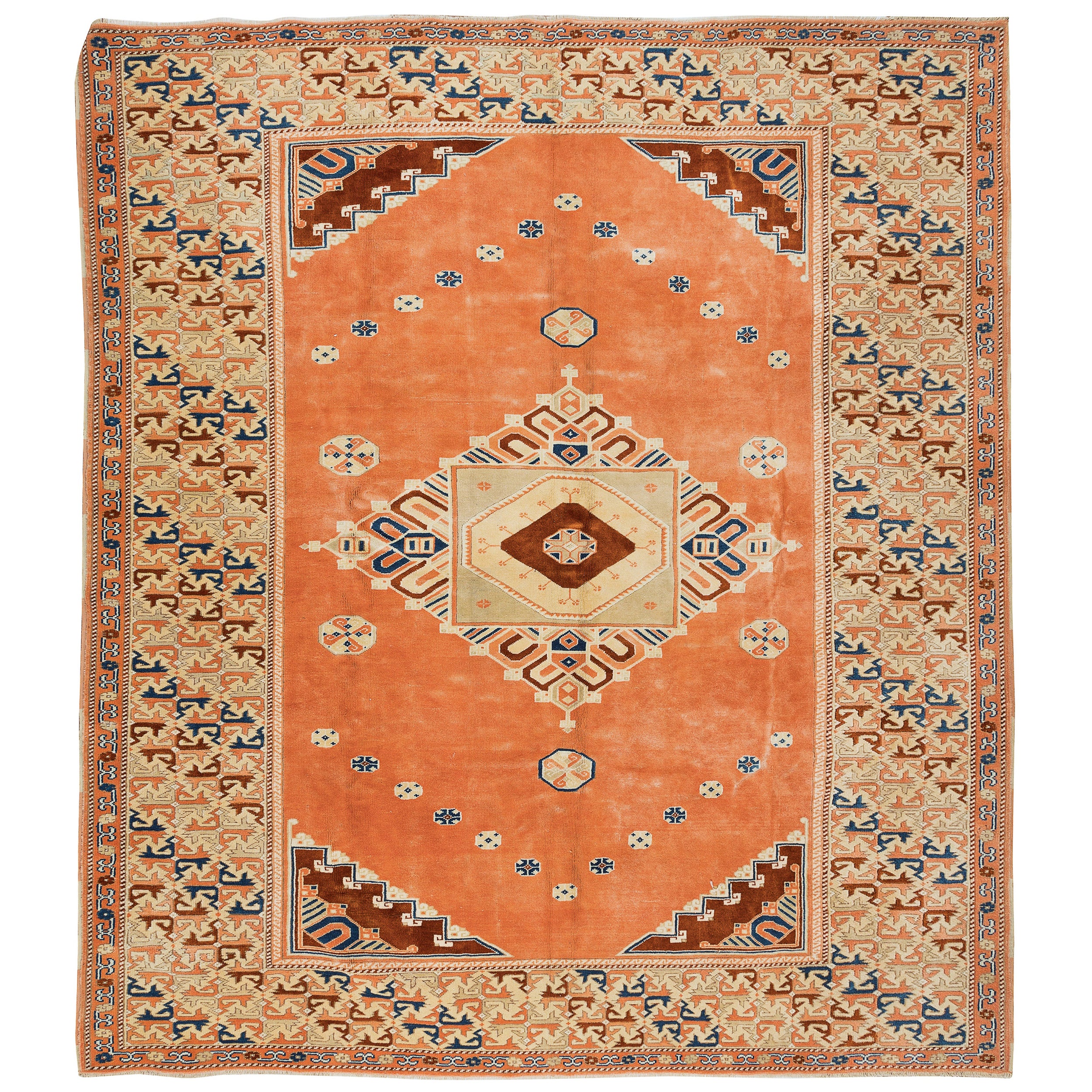 8.2x9.7 Ft Moderner einzigartiger türkischer Wollteppich, handgefertigter Teppich in roten Tönen im Angebot
