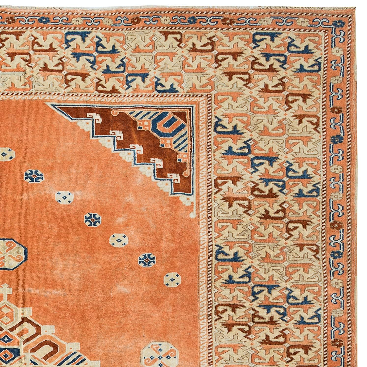 Rustique 8.2x9.7 Ft Modernity Unique Turkish Wool Area Rug, Handmade Carpet in Red Tones (Tapis fait à la main dans les tons rouges) en vente