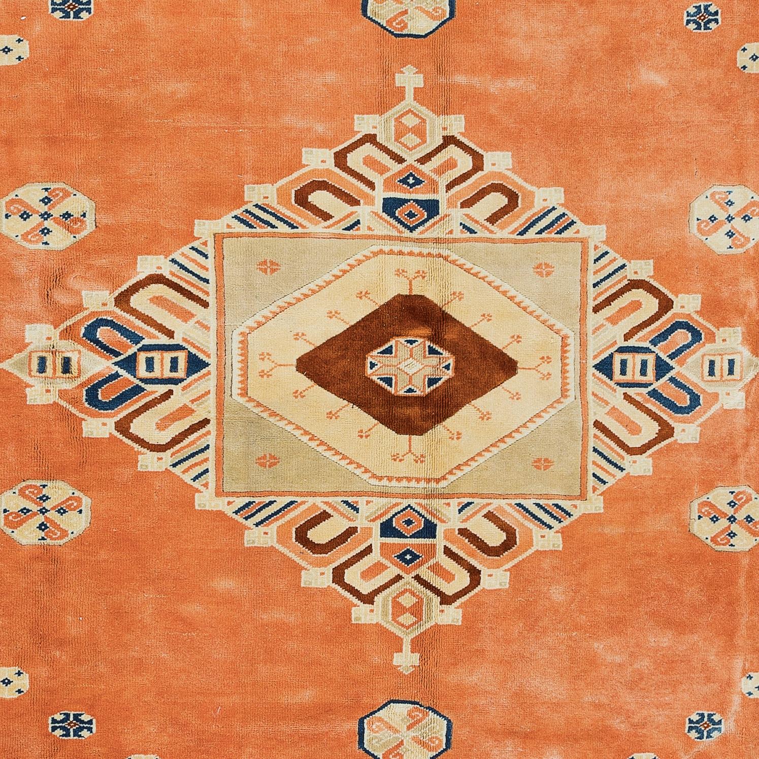 Noué à la main 8.2x9.7 Ft Modernity Unique Turkish Wool Area Rug, Handmade Carpet in Red Tones (Tapis fait à la main dans les tons rouges) en vente