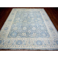 8'2"x9'8" Blueish Gray Hand Knotted Finer Peshawar Soft Wool Oriental Rug