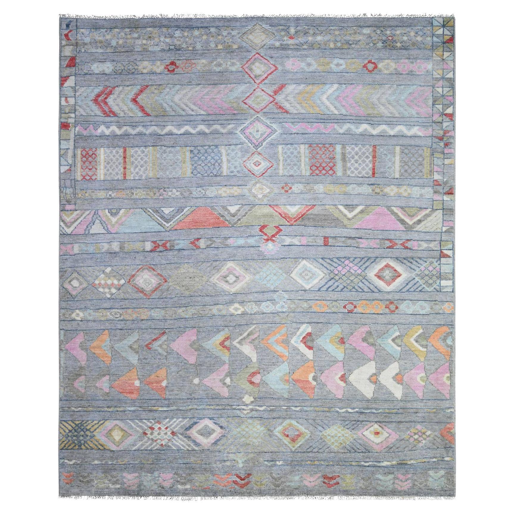 8'2 "x9'8" Grigio Cadetto, Lana, Tappeto Beni Ourain Marocchino Design/One annodato a mano