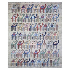 8'2"x9'9" Beige, Anatolian Village Inspired Pure Wool Hand Knotted Rug