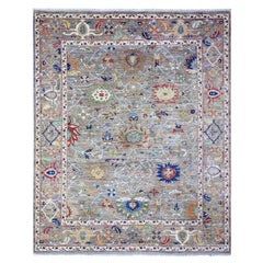 8'2 "x9'9" Grauer handgeknüpfter Wollteppich Aryana mit Ziegler Mahal Buntes Design Teppich