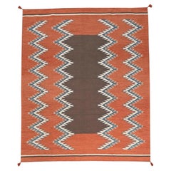8'2"x9'9" Orange Hand Woven Southwest Geometric Design Flat Weave Pure Wool Rug