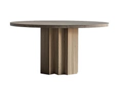 83"Ø Brutalist Solid Oak Table