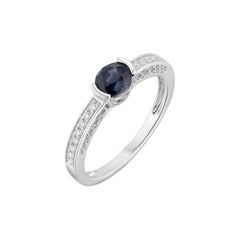 0,83 Karat blauer Saphir Diamant Weißgold Verlobungsring