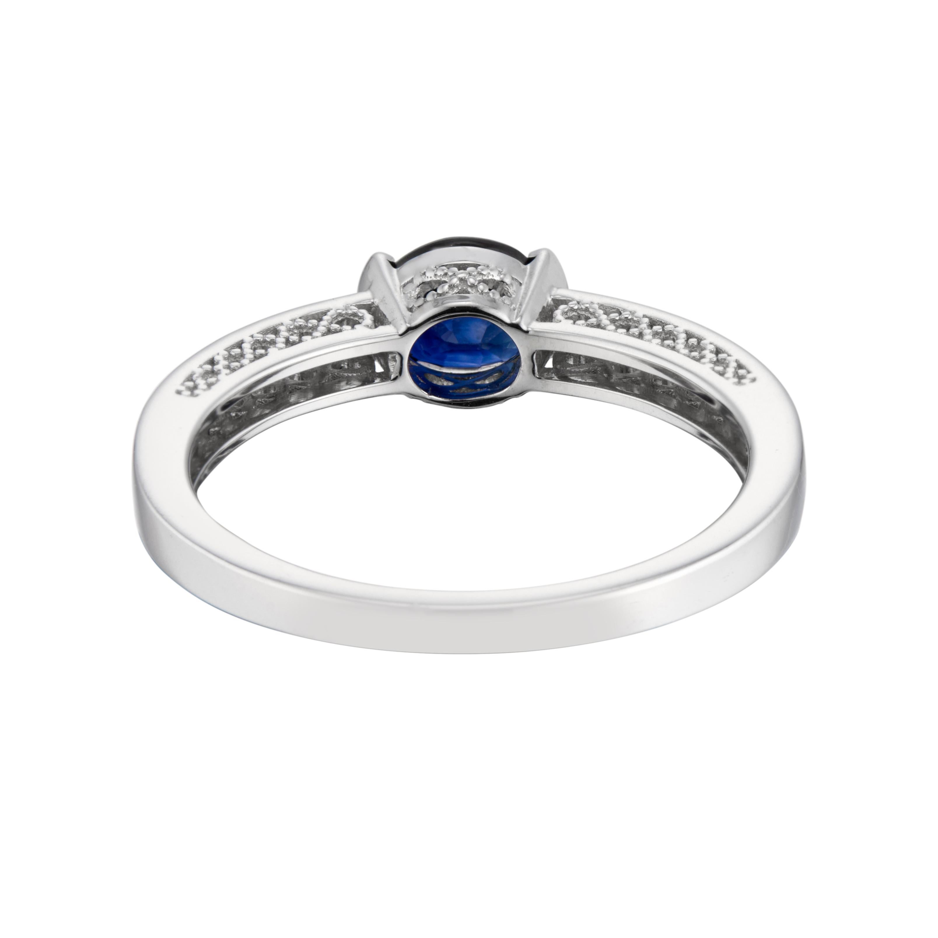 .83 Carat Blue Sapphire Diamond White Gold Engagement Ring In Excellent Condition For Sale In Stamford, CT