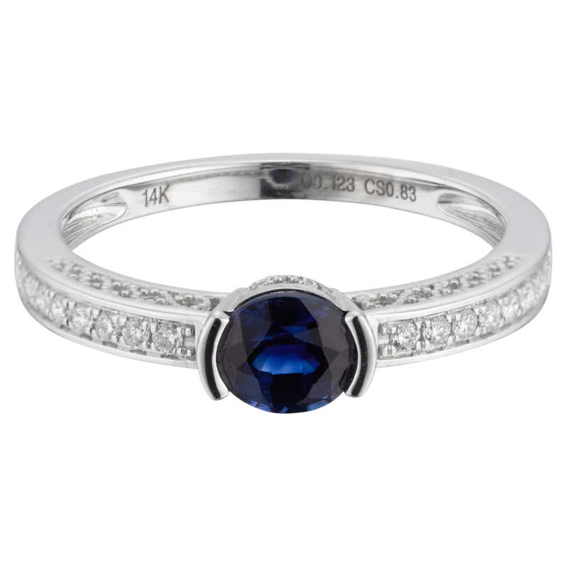 4.73 Carat Blue Sapphire Diamond 14 Karat White Gold Ring For Sale at ...