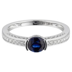 .83 Carat Blue Sapphire Diamond White Gold Engagement Ring