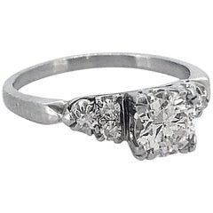 .83 Carat Diamond Antique Engagement Ring 18 Karat White Gold