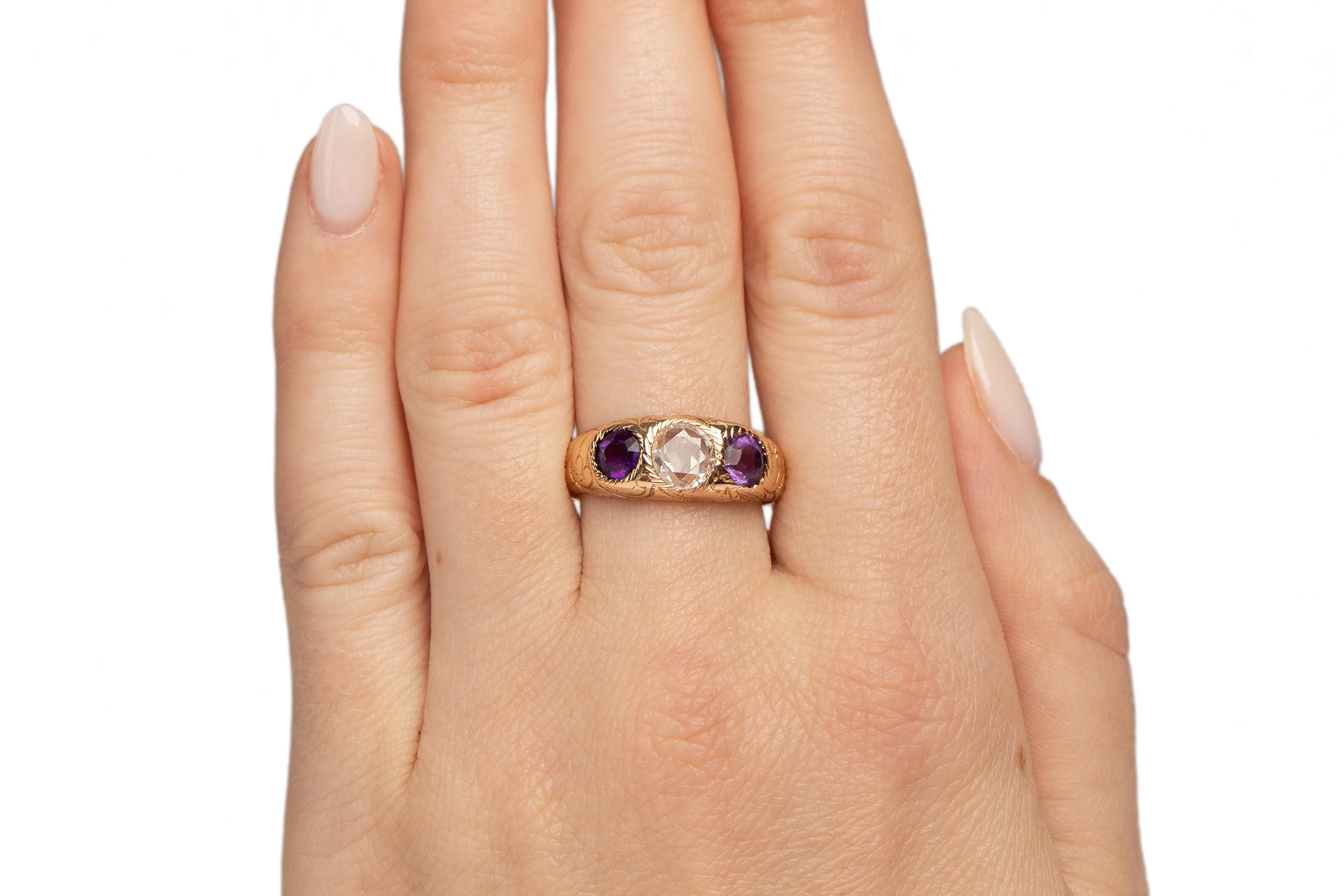 Women's .83 Carat Edwardian Diamond 14 Karat Yellow Gold Engagement Ring For Sale