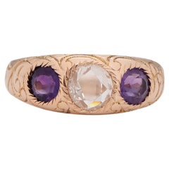 0,83 Karat edwardianischer Diamant 14 Karat Gelbgold Verlobungsring