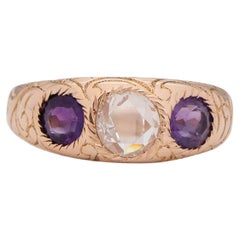 0,83 Karat edwardianischer Diamant 14 Karat Gelbgold Verlobungsring