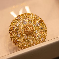 8.3 Carat Fancy Colors and Yellow Diamonds 18 Karat Yellow Gold Cocktail Ring