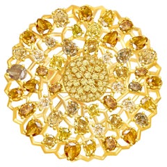 8.3 Carat Fancy Colors and Yellow Diamonds 18 Karat Yellow Gold Cocktail Ring
