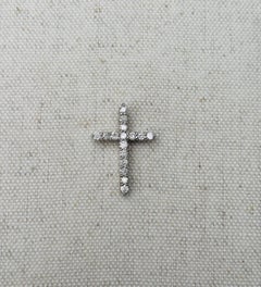 PRICED WHOLESALE, .83 Carat Natural Diamond Cross Pendant 14 Karat White Gold