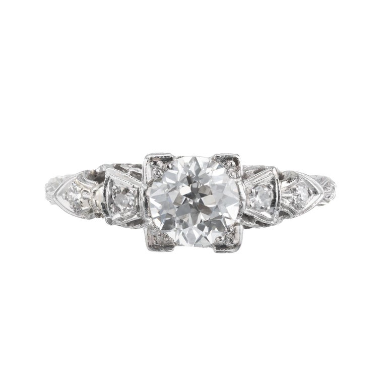 .83 Carat Old European Diamond Filigree Platinum Art Deco Engagement ...