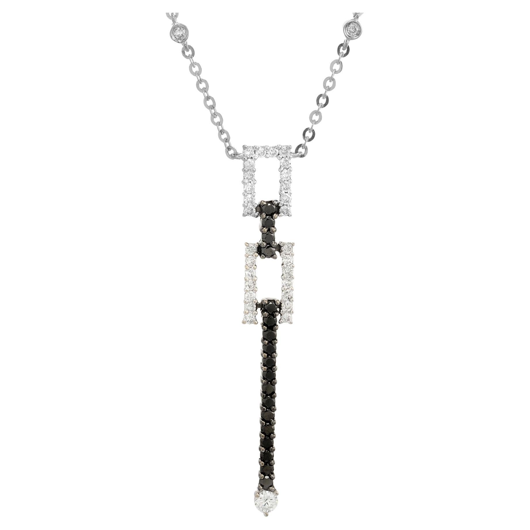 Collar Colgante Gota Oro Blanco Diamante Negro