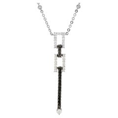 Collar Colgante Gota Oro Blanco Diamante Negro