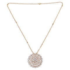 8.3 Carat SI Clarity HI Color Diamond Flower Pendant Necklace 18 Karat Rose Gold