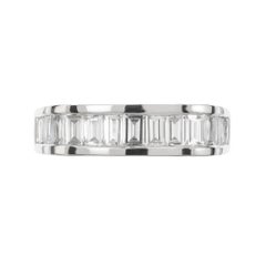 .83 Carat Straight Baguette Diamond White Gold Wave Wedding Band Ring