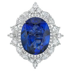 8.3 Carat Tanzanite and White Diamond Ring in 18 Karat White Gold