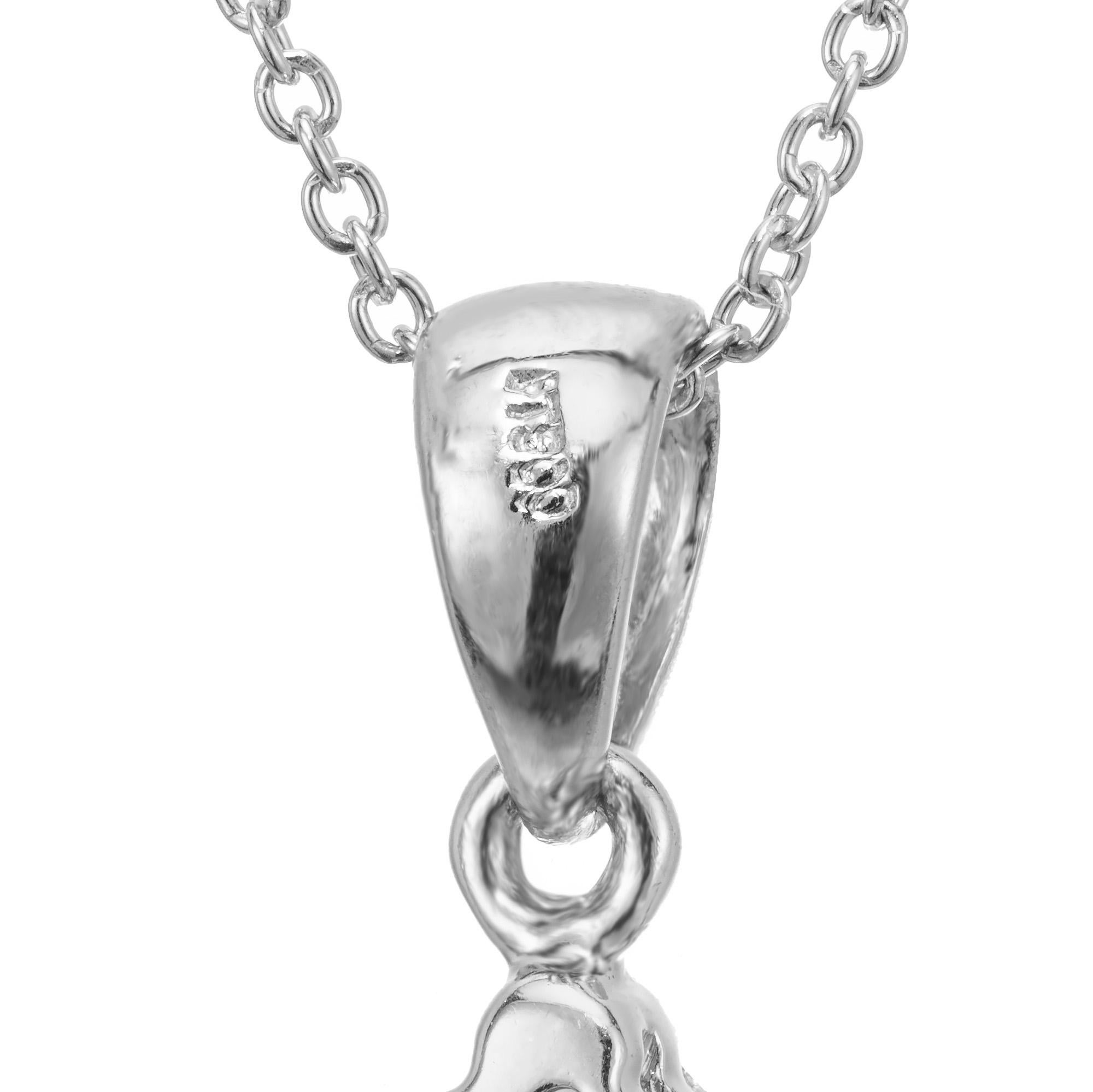 Women's .83 Carat Tanzanite Diamond Halo Platinum Pendant Necklace For Sale