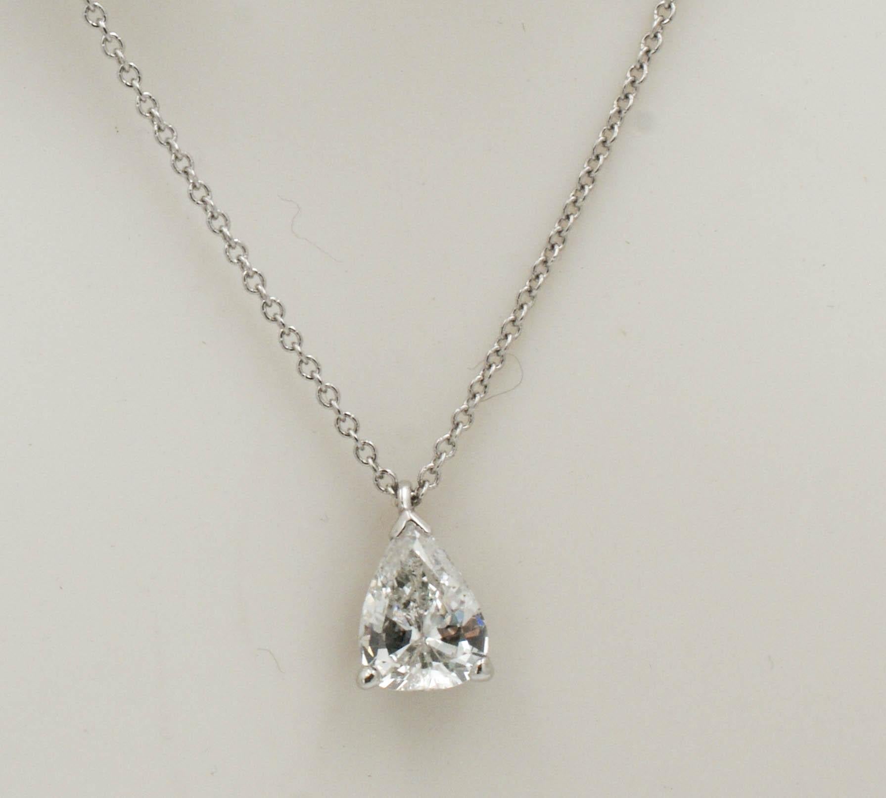 Vintage Pear Transition Cut Diamond Platinum Necklace 3